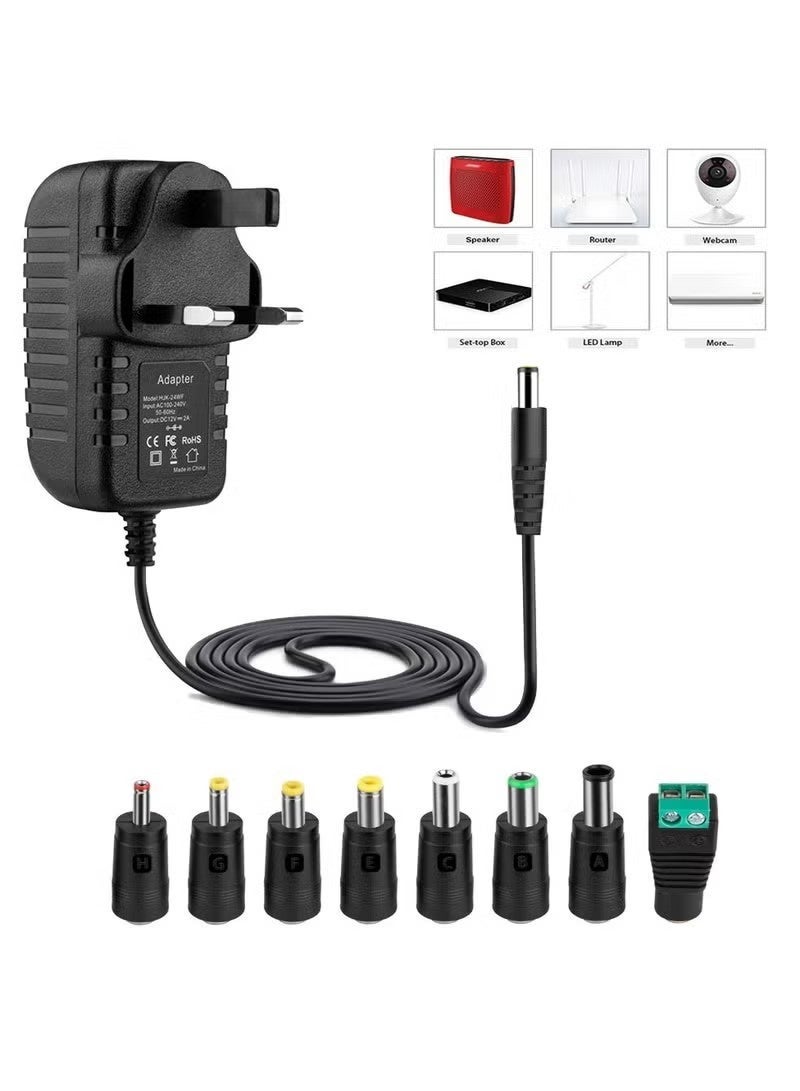 Unewshi 8 in 1 Universal 12V Power Adapter Connector Charging Cable with 8 Connector Trips for LED Strip Lights Wireless Router USB HUB Switches Security Cameras CCTV indoor and out door DVR Boxes TV Box Power - Image 4
