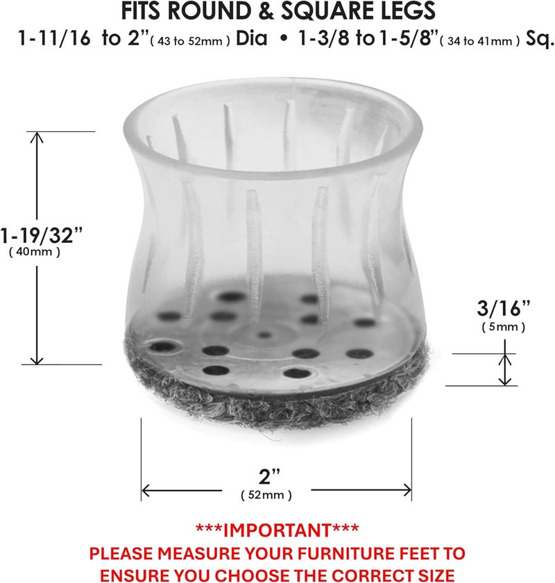 Slipstick GorillaOutdoor Berber Furniture Feet Pads with Clear Sleeve Sock (4 Pack) Outdoor Furniture Sliders for Round & Square Legs, XL - Image 4