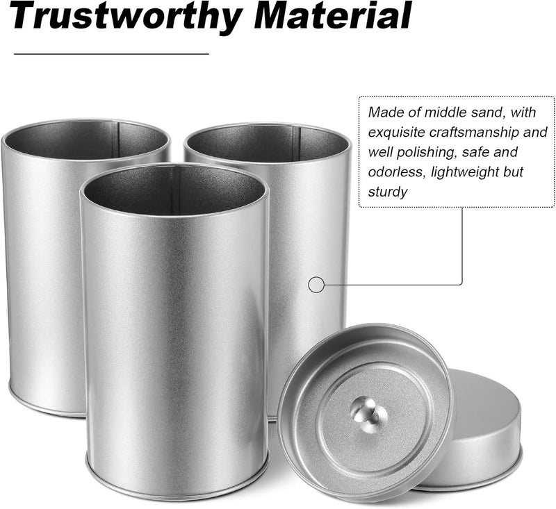 Zopeal 10 Pack Tea Tin Canister with Airtight Double Lids 12 oz Can Box Canister for Loose Leaf Tea Storage Bag Container Portable Small Kitchen for Coffee Sugar Pantry Camping Silver  - Image 2