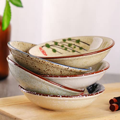 WHJY Japanese Retro Porcelain Side Dish Ceramic Side Dishes Bowl Seasoning Dishes Soy Dipping Sauce Dishes - Set of 5 - Image 3