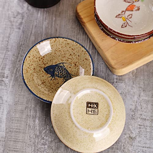 WHJY Japanese Retro Porcelain Side Dish Ceramic Side Dishes Bowl Seasoning Dishes Soy Dipping Sauce Dishes - Set of 5 - Image 4