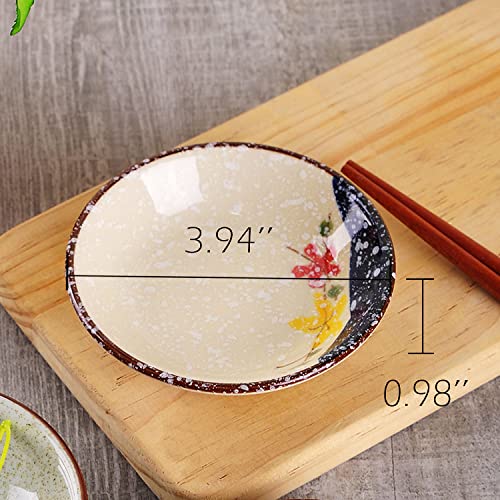WHJY Japanese Retro Porcelain Side Dish Ceramic Side Dishes Bowl Seasoning Dishes Soy Dipping Sauce Dishes - Set of 5 - Image 2