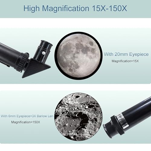 ToyerBee Telescope for Adults & Kids, 70mm Aperture Refractor (15X-150X) Portable Travel Telescope with Phone Adapter & Wireless Remote, Astronomy Beginners Gifts, Black - Image 3