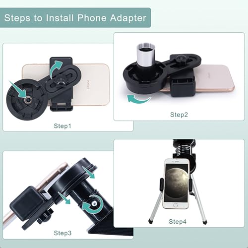 ToyerBee Telescope for Adults & Kids, 70mm Aperture Refractor (15X-150X) Portable Travel Telescope with Phone Adapter & Wireless Remote, Astronomy Beginners Gifts, Black - Image 4