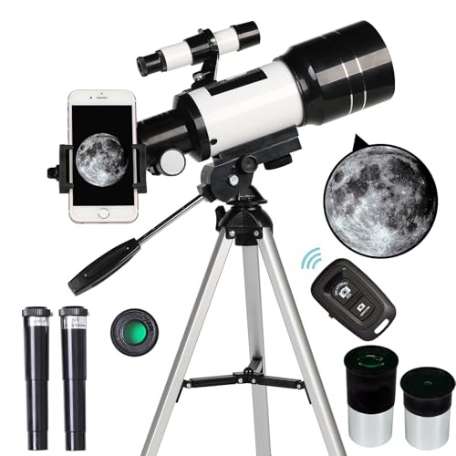 ToyerBee Telescope for Adults & Kids, 70mm Aperture Refractor (15X-150X) Portable Travel Telescope with Phone Adapter & Wireless Remote, Astronomy Beginners Gifts, Black - Image 1