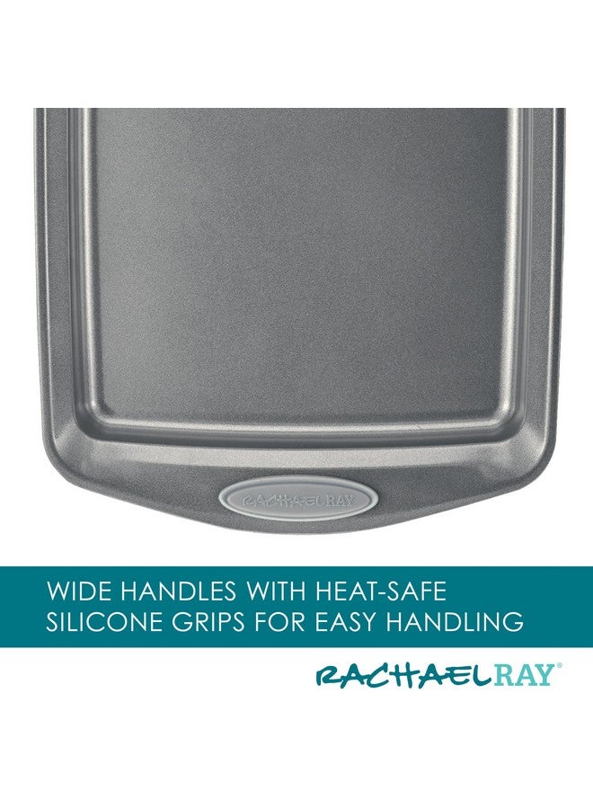 Rachael Ray Nonstick Bakeware Set with Grips, Nonstick Cookie Sheets / Baking Sheets - 3 Piece, Gray with Sea Salt Gray Grips - Image 5