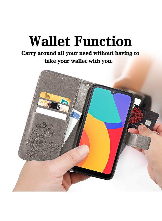 S-TOP Case For Alcatel 1L 2021 Four-leaf Clasp Embossed Buckle Mobile Phone Protection Leather Case with Lanyard & Card Slot & Wallet & Bracket Function - Image 5