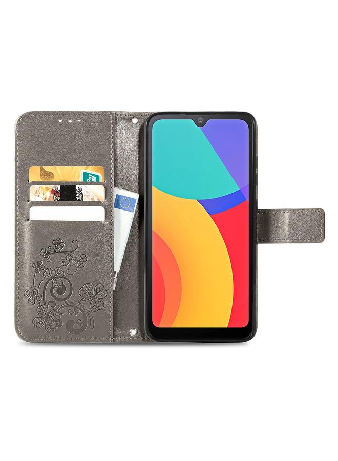 S-TOP Case For Alcatel 1L 2021 Four-leaf Clasp Embossed Buckle Mobile Phone Protection Leather Case with Lanyard & Card Slot & Wallet & Bracket Function - Image 3