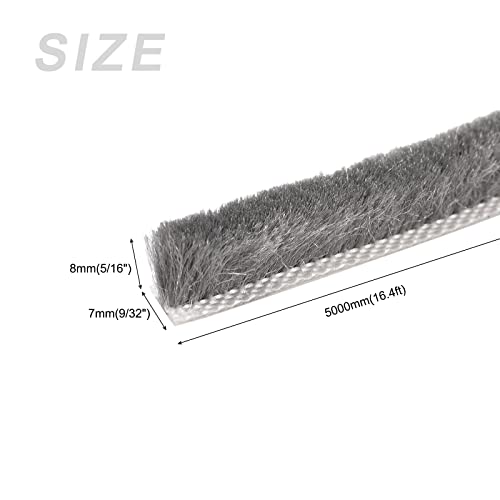 METALLIXITY Adhesive Brush Seal Weather Stripping (5/16"x9/32"x16.4ft), Door Brush Strip - for Sliding Sash Door Window Wardrobe Seal, Gray - Image 2