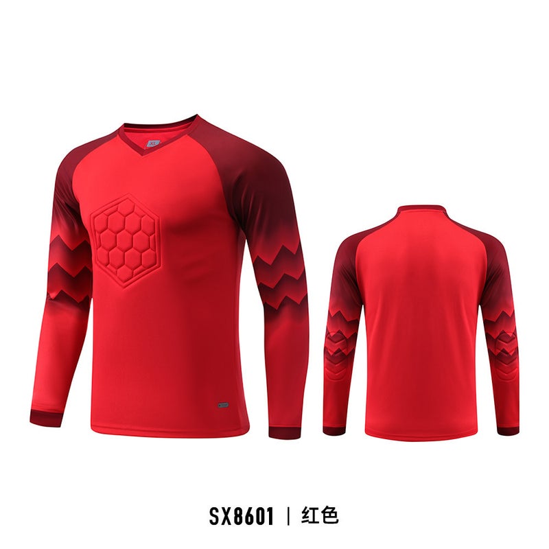 Generic Goalkeeper Jersey Equipment Mens Football Goalkeeper Clothing Tops and Trousers Printed Childrens Training Game Shorts Wholesale Sx8601-red