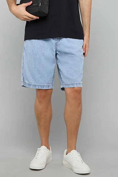 أر أند بي Washed Denim Shorts with Drawstring Waist