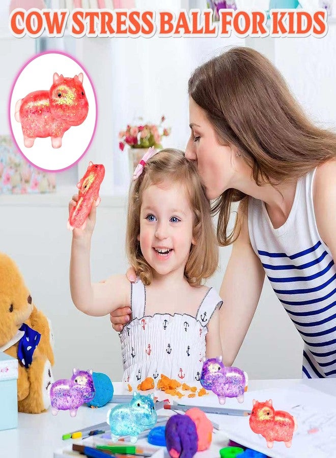 EVDERS 1Pcs Cow Stress Toy Squishy Sugar Stress Balls for Kids Squeeze Animal Sensory Toys Glitter Cow Sugar Ball Fidget for Anxiety Relief Classroom Prize Fidget Party Favor Adults Office(Red) - Image 4