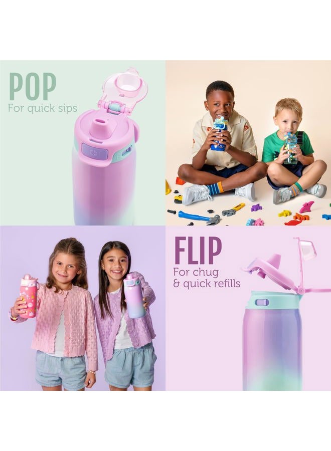 Ello Kids Pop & Fill 12oz Toddler Water Bottle with Quick Fill Lid, Double-Wall Vacuum Insulated Stainless Steel, Leak Proof, BPA Free, Sip & Chug, For School, Lunchboxes, To the Rescue - Image 5