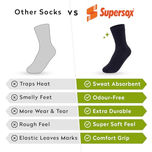 Supersox Bamboo Regular School Uniform Socks for Kids, Made of Sustainable, Breathable, Moisture Absorbent & Eco Friendly Material with a Extra Durable Welt, Ideal For All Day Wear (Pack Of 3) - Image 5
