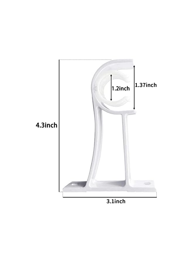 erorex Curtain Rod Bracket, Heavy Duty Curtain Rod Holders for Drapes Wall Heavy Duty, Single Decorative Drapery Rod Hooks Hanger Fit for 1 to 1.2 Inch Drapes Rod, White (Set of 4)  - Image 5