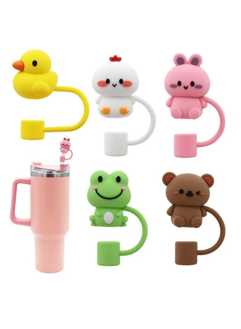 5Pcs Silicone Straw Cover Cap for Stanley Cup Compatible with 30 and 40 Oz Tumbler Handles 10mm 0.4in Dust Proof Reusable Straw Tips Lids  - Image 1
