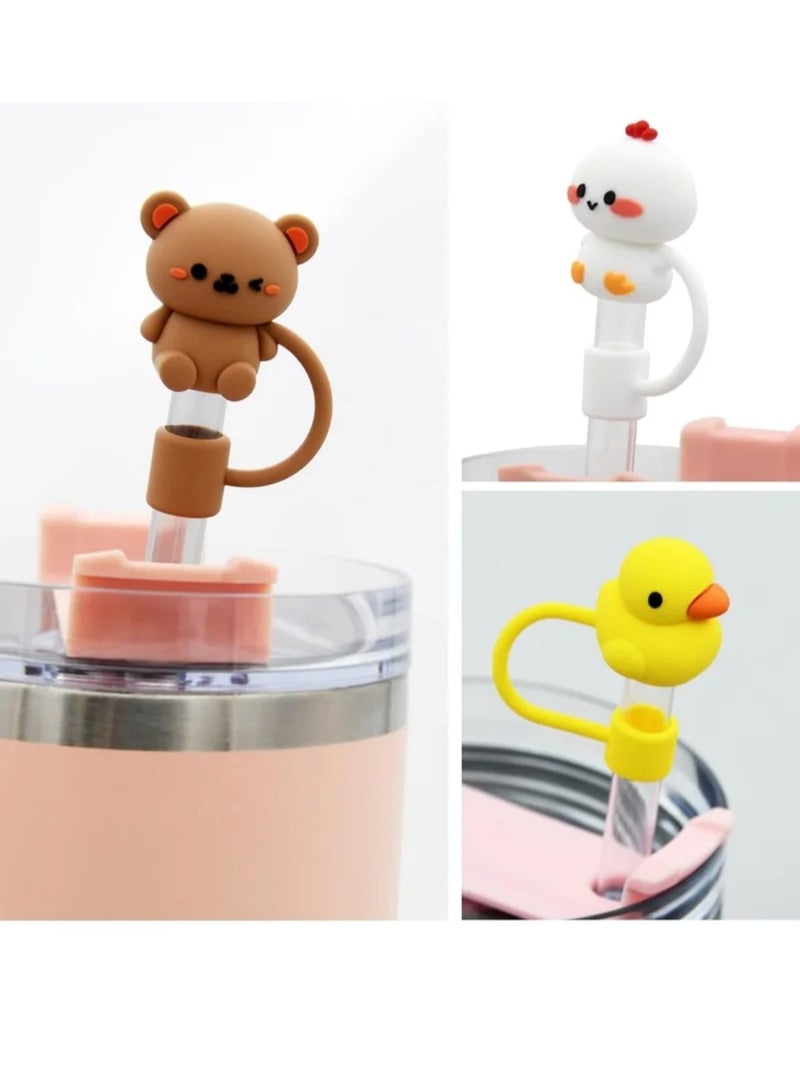 5Pcs Silicone Straw Cover Cap for Stanley Cup Compatible with 30 and 40 Oz Tumbler Handles 10mm 0.4in Dust Proof Reusable Straw Tips Lids  - Image 2