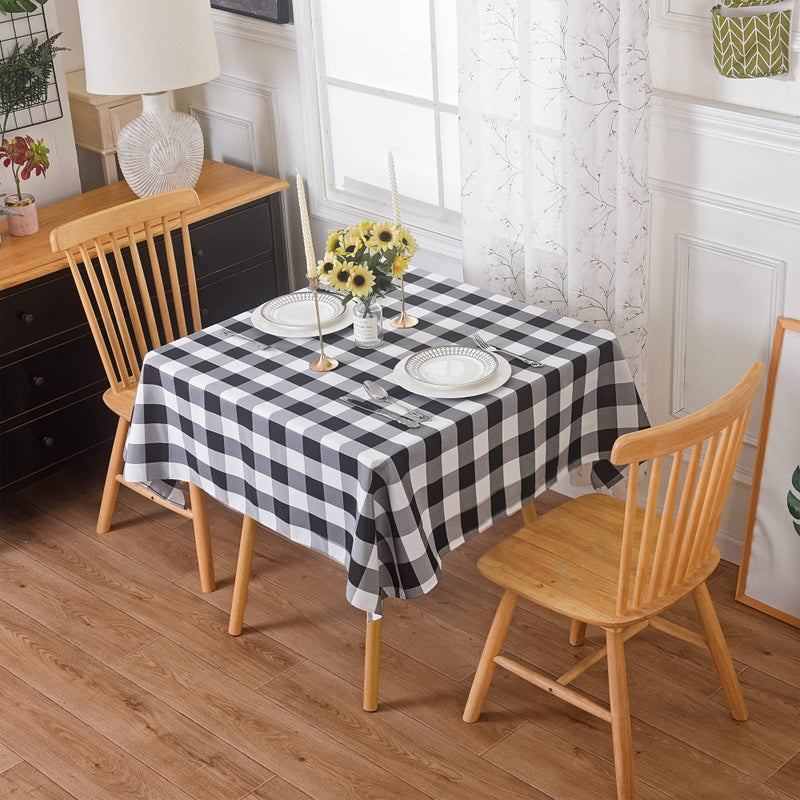 2 Pack Waterproof Polyester Fabic Square Checkered Tablecloth54x54 Outdoor Table ClothOil Stain Prevention Table Cloth for Pinics and PartiesBlack and White