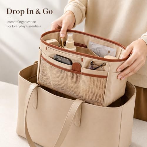 GIVLEFLY Purse Organizer Insert for Tote Bag, Extra Large Bag Organizer Insert, Multi Pocket Handbag Organizer, Structured Purse Liner Shaper - Image 2