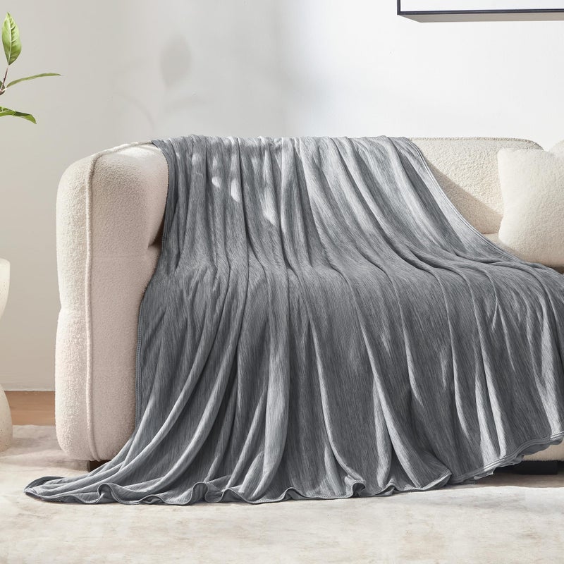 SLEEP ZONE Nanotex Cooling Blanket for Hot Sleepers, Double-Sided Cold Blanket King Size for Bed, Lightweight Summer Blankets for Sleeping (Dark Grey, 90''x108'') - Image 1