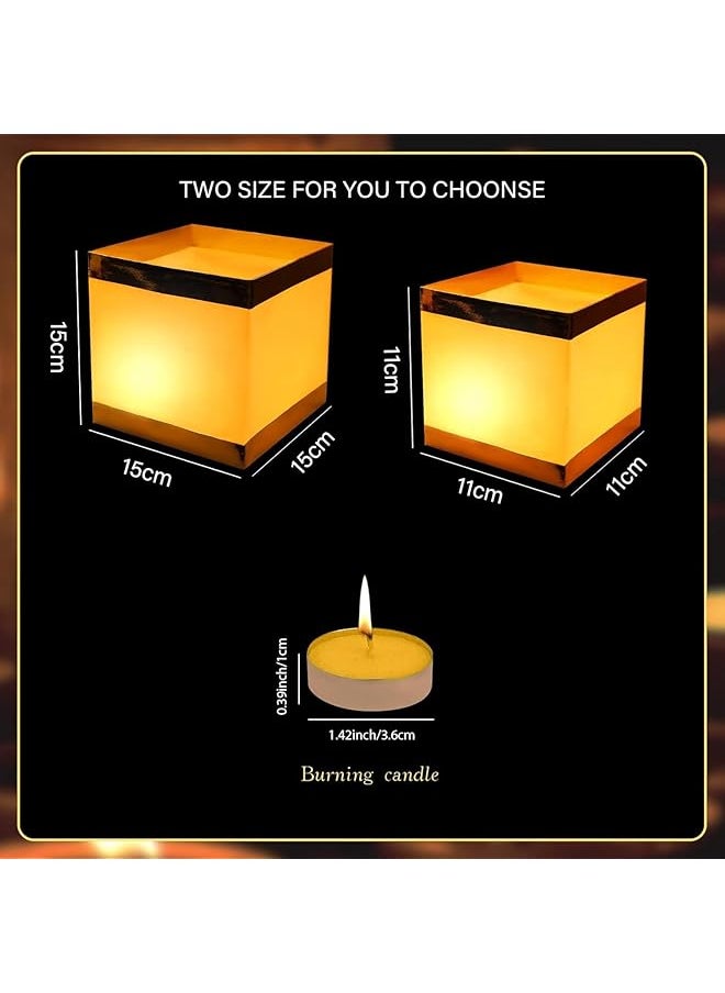 15Pcs Floating Water Candle Chinese Paper Lanterns Square Lanterns With Candles Floating Candle For Wishing Praying Blessing Wedding Festival Event Party Patio Memorial Pool Side Decoration 11X11Cm