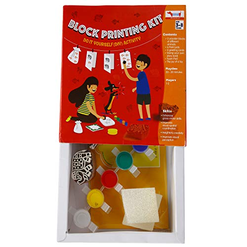 COCOMOCO KIDS COCOMOCO DIY Craft Material - Wooden Block Printing Kit with Stamps for Kids - Art and Craft Kit - Painting Kit - Birthday Return Gift for Kids Boys Girls - Image 5