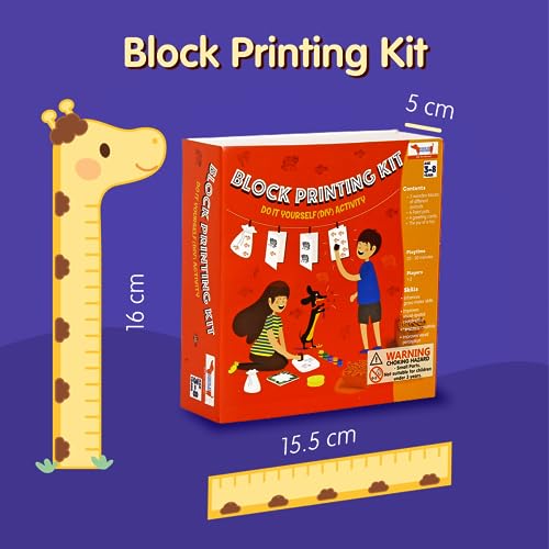 COCOMOCO KIDS COCOMOCO DIY Craft Material - Wooden Block Printing Kit with Stamps for Kids - Art and Craft Kit - Painting Kit - Birthday Return Gift for Kids Boys Girls - Image 3