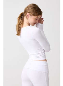 Los Ojos x Melodi White Long Sleeve Short Blouse Long Fitted  - Image 5