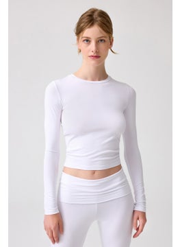 Los Ojos x Melodi White Long Sleeve Short Blouse Long Fitted  - Image 1
