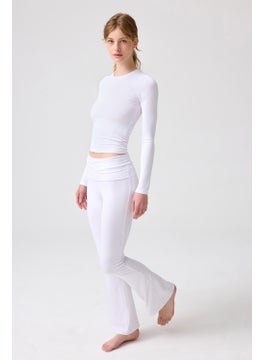 Los Ojos x Melodi White Long Sleeve Short Blouse Long Fitted  - Image 3