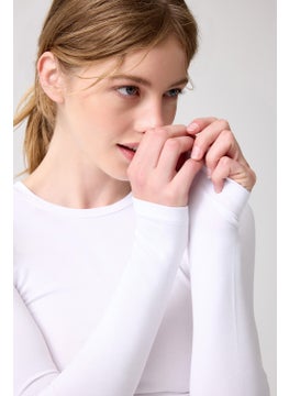 Los Ojos x Melodi White Long Sleeve Short Blouse Long Fitted  - Image 2