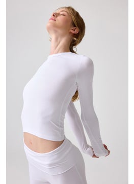 Los Ojos x Melodi White Long Sleeve Short Blouse Long Fitted  - Image 4