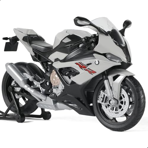 Risopen 112 Motorcycle Model Toy for BMW S1000RR Alloy Diecast Motorcycle Model for Welly No Assembly Required Mini Racing Moto Collection Gift for Adult Grey - Image 1