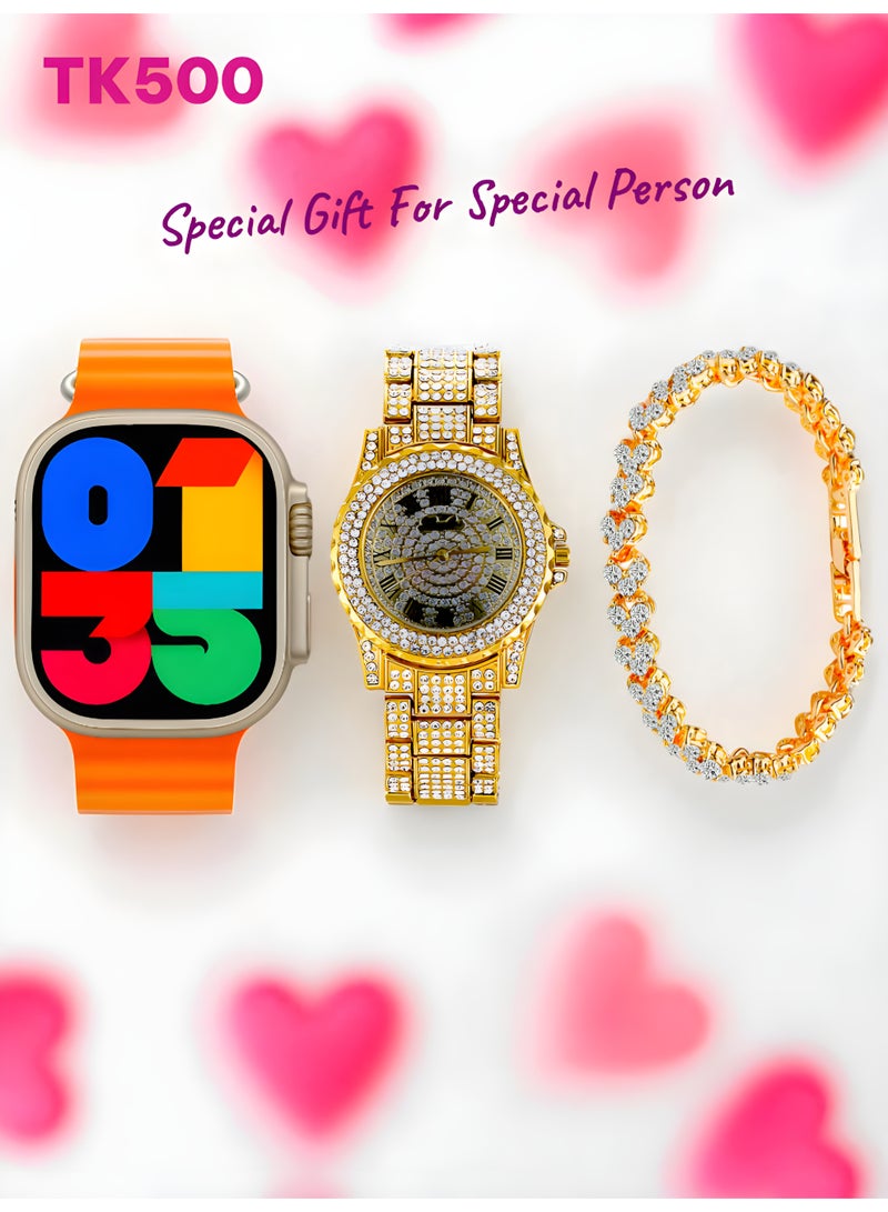 Tk Smart Special Gift Box TK500 – Men’s Smartwatch + Women’s Iron Watch with Bands & Bracelet - Image 1