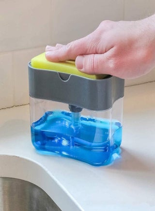 Soap Dispenser | Pump & Sponge Caddy 2-In-1 Dish With Dishwashing Holder Rack 13 Oz.