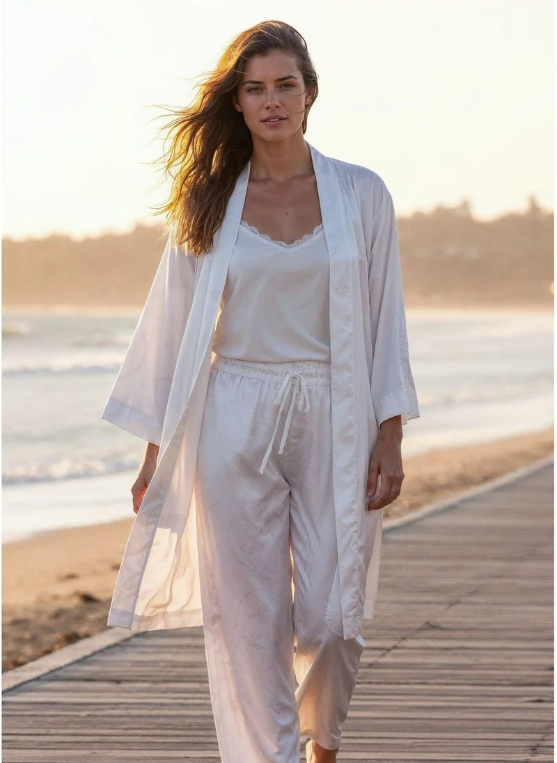 Janara Jones  White Koi Fish Print Short Kimono Kaftan for Women | Best Price UAE