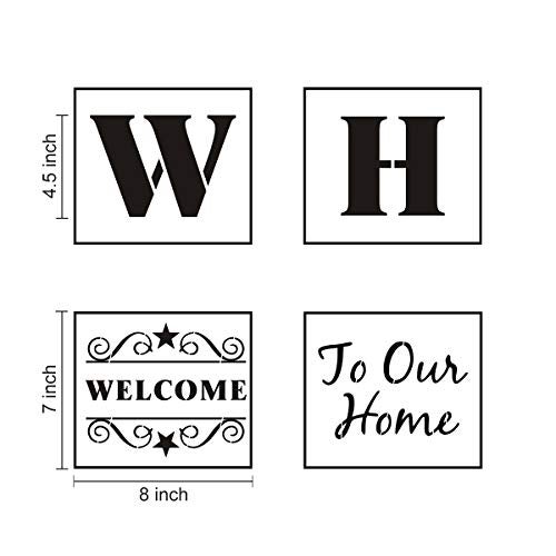 REOLAN Welcome and Home Sweet Home Stencil - 18 Pack Large Vertical Welcome Home Sweet Home Sign Stencils Templates for Painting on Wood, Reusable Letter Stencils for Porch Signs & Front Door Decorations - Image 4