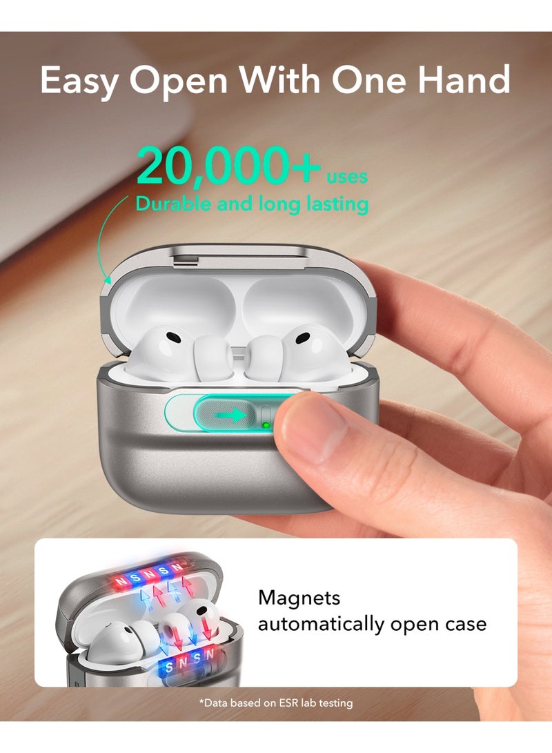 اي اس ار ESR for AirPods Pro 3 Case (2025), Compatible with AirPods Pro 3 (USB-C Cable), MagSafe Ready, Magnetic Lid Lock, Full Drop Protection Cover with Lanyard Titanium - Image 5