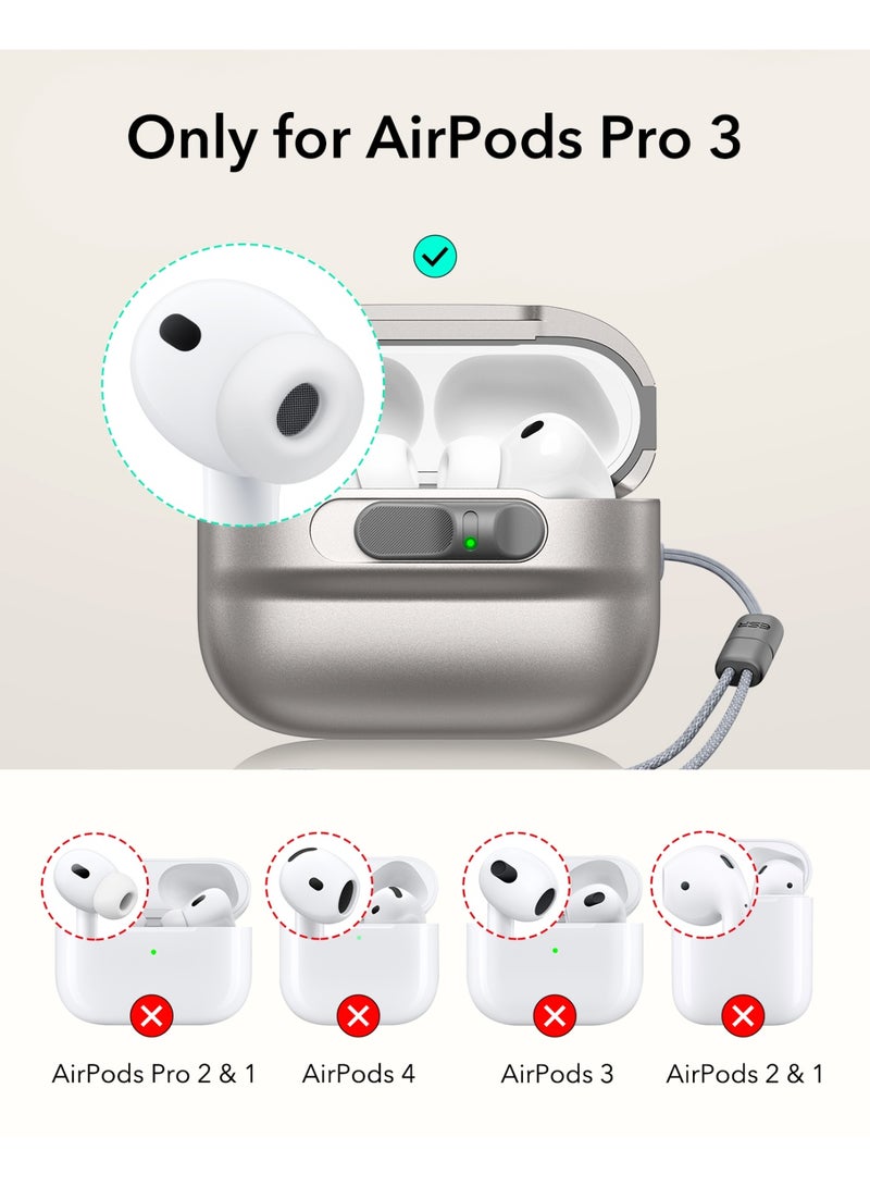 اي اس ار ESR for AirPods Pro 3 Case (2025), Compatible with AirPods Pro 3 (USB-C Cable), MagSafe Ready, Magnetic Lid Lock, Full Drop Protection Cover with Lanyard Titanium - Image 2
