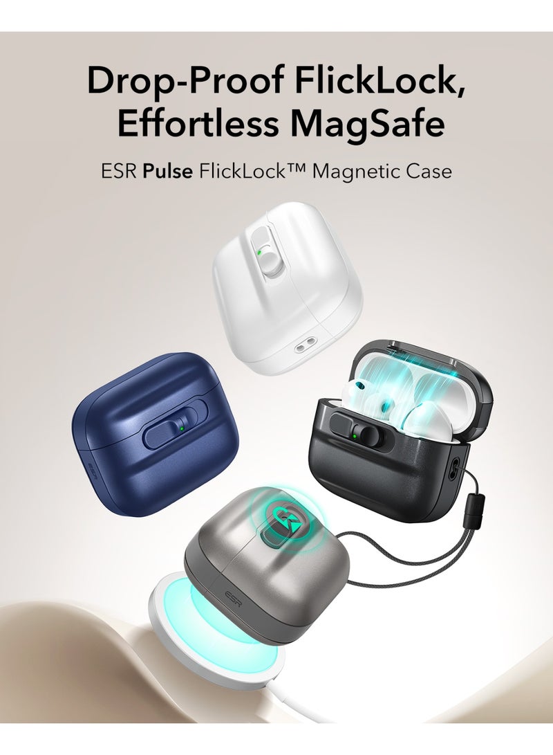 اي اس ار ESR for AirPods Pro 3 Case (2025), Compatible with AirPods Pro 3 (USB-C Cable), MagSafe Ready, Magnetic Lid Lock, Full Drop Protection Cover with Lanyard Titanium - Image 3