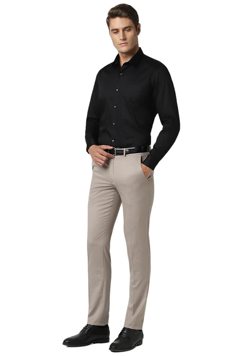 Peter England Men's Satin Solid Regular Fit Full Sleeve Shirt Cotton with Satin Sheen | Luxury Black - Image 4