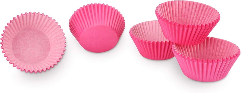 TRUSBER Pink Baking Cups, 100 pieces Paper Cupcake Liners Wrappers Nonstick Muffin Molds Baking Cup Holders for Wedding, Birthday, Baby Shower or Holiday Party (Pink) - Image 5