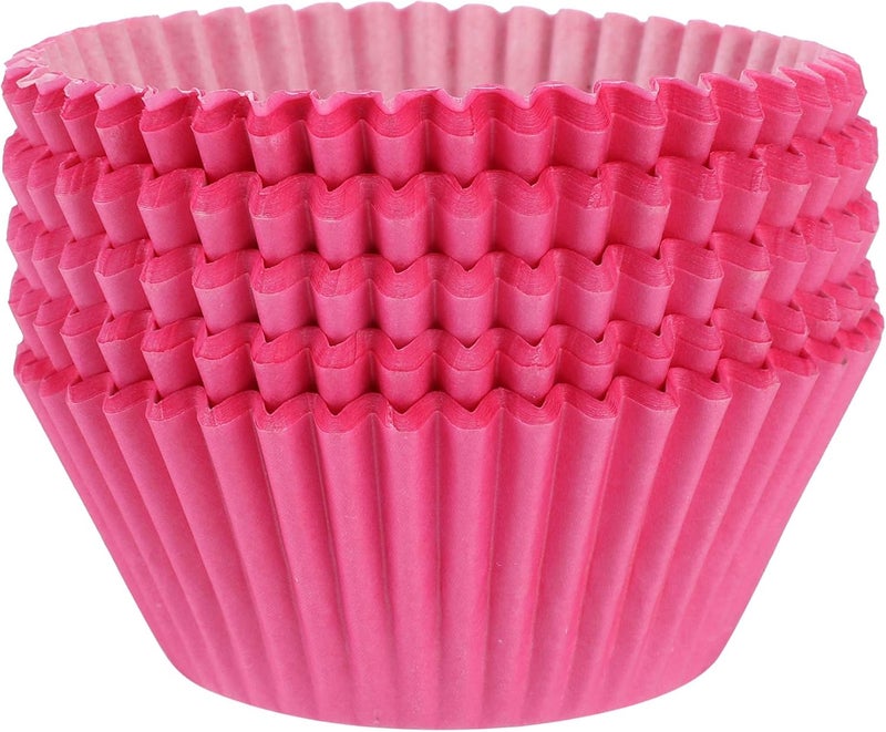 TRUSBER Pink Baking Cups, 100 pieces Paper Cupcake Liners Wrappers Nonstick Muffin Molds Baking Cup Holders for Wedding, Birthday, Baby Shower or Holiday Party (Pink) - Image 1