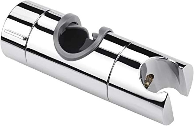 Gelme Nutri Adjustable Shower Head Holder for Slide Bar,Universal 18-25MM O.D. Rail Head Bracket Holder for Slide Bar Slider Clamp Bathroom Replacement 360 Degree Rotation Sprayer Holder (ABS Chrome) - Image 1