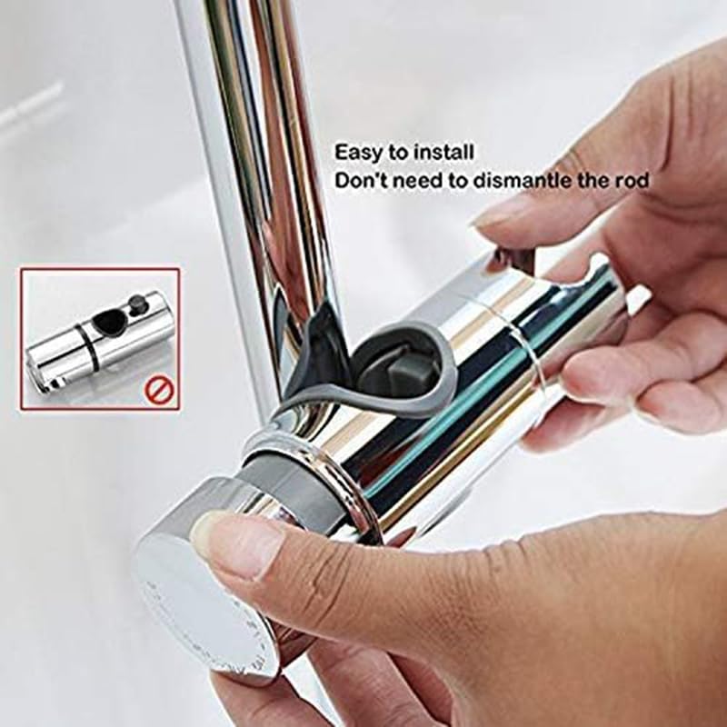 Gelme Nutri Adjustable Shower Head Holder for Slide Bar,Universal 18-25MM O.D. Rail Head Bracket Holder for Slide Bar Slider Clamp Bathroom Replacement 360 Degree Rotation Sprayer Holder (ABS Chrome) - Image 4