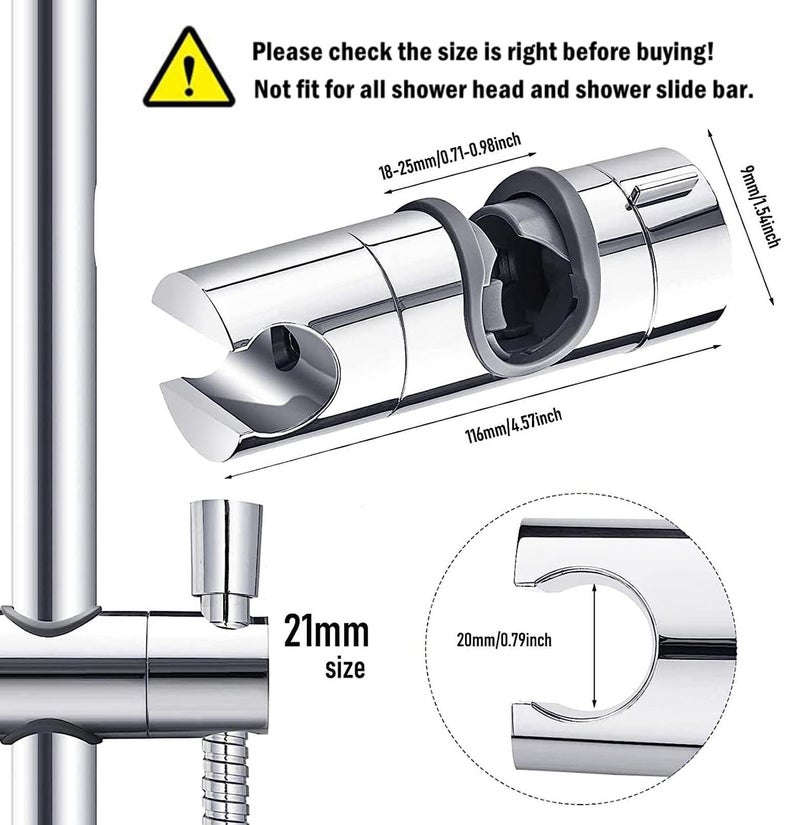 Gelme Nutri Adjustable Shower Head Holder for Slide Bar,Universal 18-25MM O.D. Rail Head Bracket Holder for Slide Bar Slider Clamp Bathroom Replacement 360 Degree Rotation Sprayer Holder (ABS Chrome) - Image 2