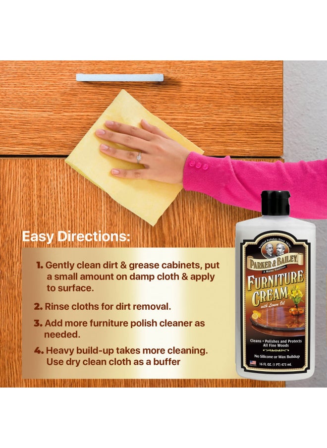 Parker & Bailey PARKER & BAILEY FURNITURE CREAM - Multisurface Wood Cleaner And Polish Furniture Quick Shine Restorer Protector Kitchen Cabinets Surface Cleaner House Cleaning Supplies Home Improvement, 16oz  - Image 4