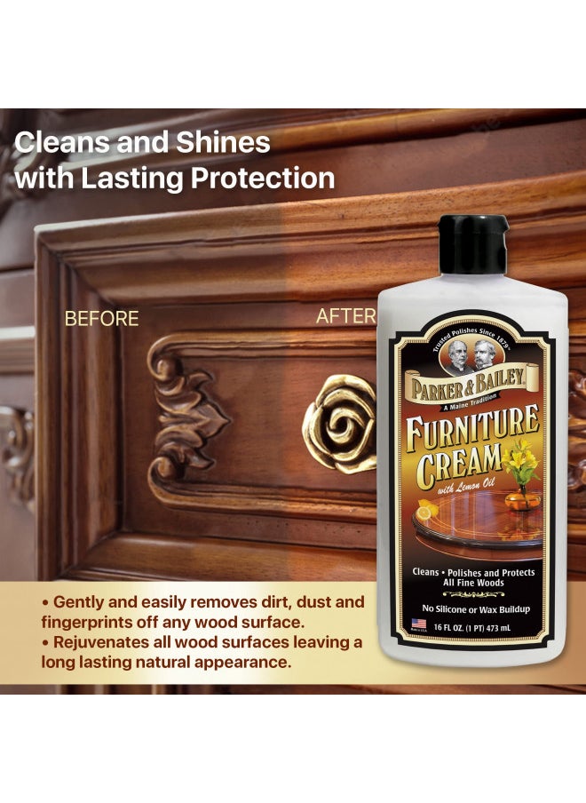 Parker & Bailey PARKER & BAILEY FURNITURE CREAM - Multisurface Wood Cleaner And Polish Furniture Quick Shine Restorer Protector Kitchen Cabinets Surface Cleaner House Cleaning Supplies Home Improvement, 16oz  - Image 3