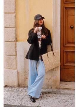 Manuka Striped Casual Trousers Blue  - Image 1
