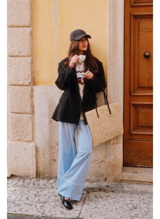 Striped Casual Trousers Blue